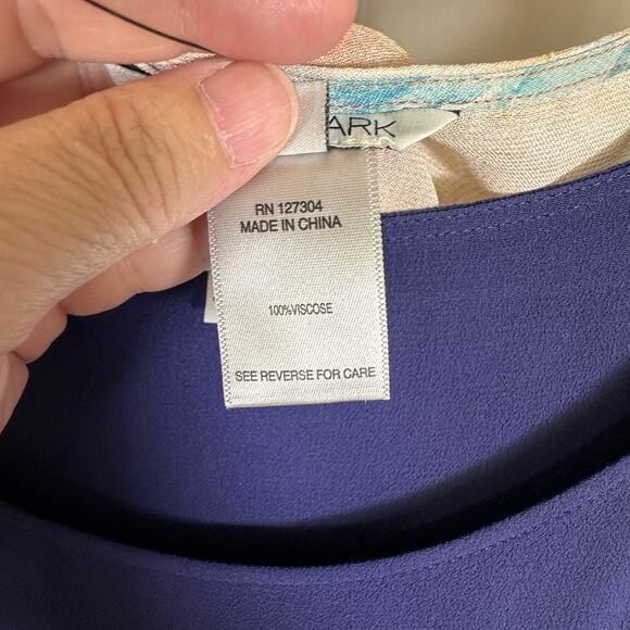 NWT John Mark‎ Tiered Printed Crew Neck Short Sleeve Dress M Artsy Cruise Modest - Picture 12 of 14